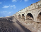 High level aqueduct, section seen looking north, dating from the time of Herod, Caesarea, Israel
