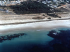 High level aqueduct seen from over sea looking east, aerial photograph, Caesarea, Israel