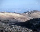 Israel, Jerusalem, Siwan village across Kidron Valley, behind, hills of Moab in Jordan across the Dead Sea