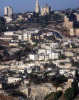 Excavations of City of David in foreground, and Dormition Abbey on Mount Zion, Jerusalem, Israel