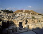 Israel, Beth Shean, view of the Palladius street looking north west to the Tel from the Theatre