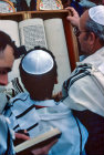 Israel Jerusalem Sephardic Jewish boy reading the Torah at his Bar Mitzvah ceremony