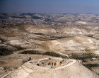 Israel, Herodium, built by Herod the Great, 22 BC - 15 BC, aerial view looking north towards Jerusalem