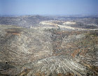 Israel, aerial view of Samaria, natural rock terraces