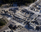 Israel, Beth Shean, aerial view of Roman colonnade on Silvanus Street
