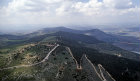 Israel, aerial view of Mount Gilboa looking west and showing the zigzag road to the summit
