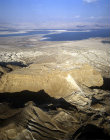 Israel, aerial view of Masada from the south and the Dead Sea beyond