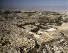 Israel, Jerusalem, aerial view from the south west of Temple area, Kidron valley and Judean Hills beyond