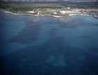 Israel, Caesarea, aerial view of the ancient submerged harbour, built by Herod the Great, 23-15 BC in the time of Augustus