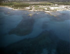 Israel, Caesarea, aerial view of entrance to ancient submerged harbour