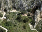 Israel, Mount Carmel, aerial view of prehistoric caves