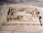 Israel, Tel Arad, aerial close-up of citadel and Israelite temple from the south