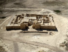 Israel, Tel Arad, aerial close up of citadel and temple from the east