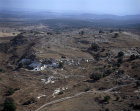 Israel, aerial view of Tel Gath from the north with caves below