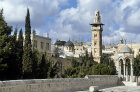 Israel, Jerusalem, the Temple area, the north west corner and the 14th century minaret and the Dome of the Ecce Homo basilica