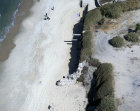 Israel, Ashkelon, aerial view of pillars in the sea wall