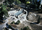 Byzantine basilica, fifth to seventh century, from south west, aerial view, Emmaus, Israel