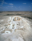 Israel, Nizzana acropolis, founded as a trading post by the Nabataeans in the third century, aerial view from the south