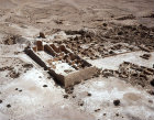 Israel, Shivta, ancient city in the Negev, aerial of north church from the north west