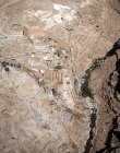 Israel, Mar Saba Monastery, Greek Orthodox monastery overlooking Kidron Valley, founded 483 by Saint Sabas of Mutalska, Cappadocia, aerial view from the south
