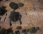 Ten feet thick walls dating from 10th to 9th century BC, aerial shot of Tel Dan, Israel