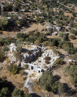 Meiron Synagogue dating from third century, aerial,  near Mount Arbel, Israel