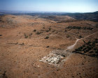 Israel, Upper Galilee, Meroth synagogue near Mount Arbel, dating from fifth to seventh century, aerial view