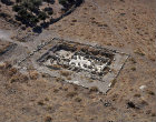 Meroth synagogue, fourth to fifth centuries, near Mount Arbel, aerial, Israel