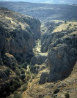Nahal Amud, aerial view looking north, Galilee, Israel