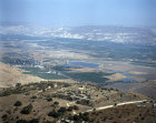 Israel, aerial view of Belvior Crusader Fortress from west south west across the Jordan Valley