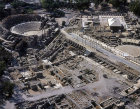 Israel, Beth Shean, aerial view of the theatre, baths and Palladius Street