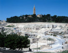 Israel, the Tower of the Ascension on the Mount of Olives from Bethphage