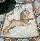 Israel, Hammath, Leo, from 4th century signs of the Zodiac mosaic in synagogue