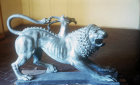 Chimera of Arezzo, copy of 400 BC Etruscan bronze in Museo Archeologico, Florence, lion-fronted, snake behind, goat in the middle, Museo Guarnacci, Volterra, Italy