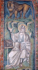 Italy, Ravenna St Mark and the lion, 6th century Byzantine mosaic, San Vitale