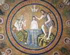 Italy, Ravenna the Baptism of Christ 5th century Byzantine mosaic in the Baptistry of Arians