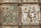 The Flagellation and the Crucifixion, 11th-12th century bronze doors, Basilica of San Zeno, Verona,  Italy