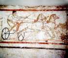 Charioteer, interior decoration on side of second century BC sarcophagus, Paestum Museum, Italy