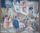 Christs entry into Jerusalem, wall painting by Pietro Lorenzetti circa 1320,  transept of the lower church, San Francesco, Assisi, Italy