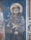 St Francis, wall painting by Cimabue circa 1280, north transept, lower basilica, Assisi, Italy