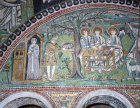 Italy, Ravenna Abraham and Sarah entertaining the three angels Byzantine mosaic in the Basilca of San Vitale