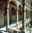 Norman Palace, portico fronting entrance and side of seventeenth century Palatine Chapel, Palermo, Sicily, Italy