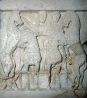 Quadriga, Apollo driving chariot, metope from sixth century Temple 