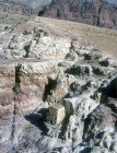 Snake monument and djinn block, aerial photograph, Petra, Jordan