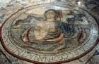 Figure in sea with fish, sixth century mosaic, Madaba, Jordan