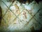 Detail of eighth century fresco with dancer and deer, Qasr al-Amra, Jordan