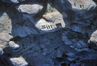 Tombs cut in top of rock, aerial photograph, Petra, Jordan,