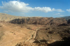 Arched Gate, colonnaded Street and Royal Tombs from Al-Habis, Petra. Jordan