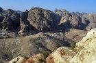 Jabal Nmeir view to Umm al-Biyara and Jabal ad-Deir, aerial photograph, Petra, Jordan