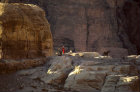Bedouin family (Bdoul tribe) living in caves of Wadi Farasi, South of Petra, Jordan